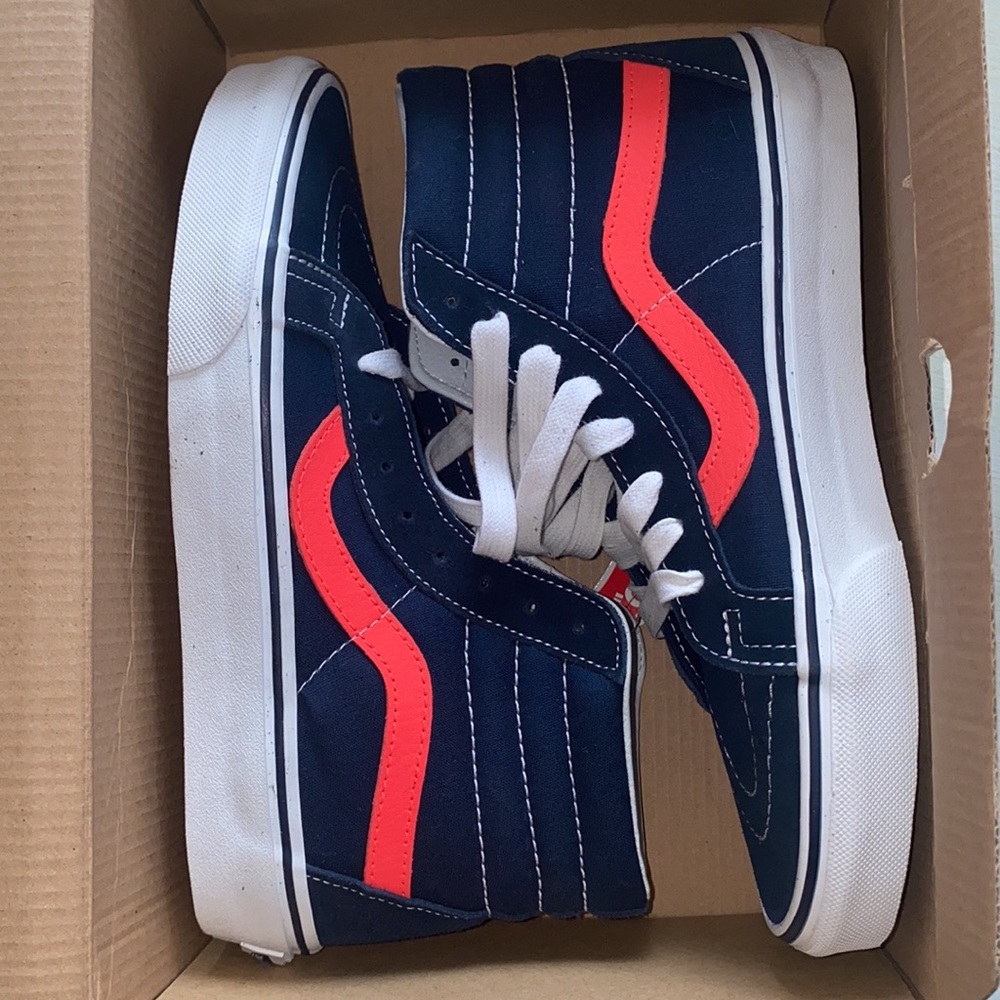 Vans Men's Sk8-Hi Reissue Neon Leather Dress Blue - Picture 8 of 8